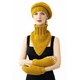 Uretti - Emine 9106 8920 El Örgüsü Kadın Bere Boyunluk Eldiven 3’lü Kışlık Akrilik Örgü Set - Bakır