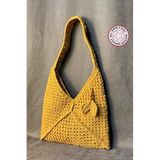 Uretti - Emine 9106 El Örgüsü Ahşap Boncuk Detaylı Çanta - Hardal