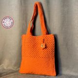 Uretti - Emine 9106 El Örgüsü Çiçek Motifli Kol Çantası - Turuncu - 33cm*37cm*5cm