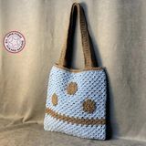 Uretti - Emine 9106 El Örgüsü Çiçekli Çanta - Mavi - 31cm*31cm