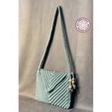 Uretti - Emine 9106 El Örgüsü Kadın Zarf Model Mint Yeşili Çapraz Çanta