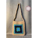 Uretti - Emine 9106 El Örgüsü Mandala Model Renkli Çapraz Çanta - Açık Kahve