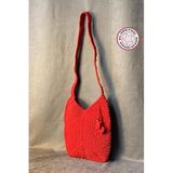 Uretti - Emine 9106 El Örgüsü Üçgen Motifli Kadın Çapraz Çanta - Kırmızı