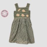 Uretti - Filiz 9248 Kız Çocuk Örme Kafesli Robalı Bulut Desenli Elbise 3 Yaş - Mint Yeşili