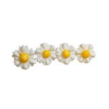 Uretti - Hülya 6683 4367 El Yapımı Polimer Kil Beyaz Papatya Çiçeği Tasarımlı Yan Saç Tokası / 7,5 Cm