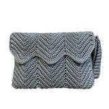 Uretti - Hülya 6683 5840 El Örgüsü Gri Makrome İp Clutch - Portföy Çanta