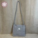 Uretti - Hülya 6683 6717 El Örgüsü Gri Makrome Ip Kadın Omuz Çantası - 26x26