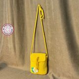 Uretti - Meryem 7194 El Örgüsü Sarı Tığ Işi Telefon Çantası - Boy: 18cm En: 15 cm