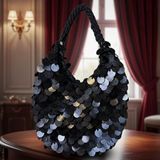 Uretti - Nazlı 4607 4845 El Yapımı Pullu Payetli Abiye El/Omuz Çantası - 30 x 25 cm