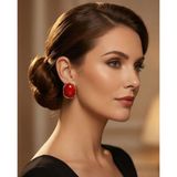 Uretti - Nerman 4053 9578 Vintage Oval Gold Çerçeve Taşlı Küpe
