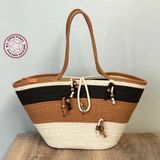 Uretti - Nuran 9092 El Yapımı Tress Ip Plaj Çanta 26CM - Kahverengi