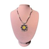 Uretti - Özlem 9422 0338 El Yapımı Pembe Kuvars Doğal Taşlı Mandala Model Kolye