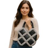 Uretti - Öznur 7392 1383 El Yapımı Puffy Ip Kadın El Çantası / 25 cm x 25 cm - 25 x 25 cm - Siyah