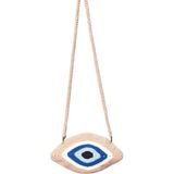 Uretti - Öznur 7392 8839 El Örgüsü Yün Ip Nazar Boncuğu Detaylı Omuz Çantası - Boy: 216cm En: 25cm - Bej