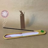 Uretti - Pınar 6606 El Yapımı Bohem Tarzı Tütsü Kayığı - 5 x 25 cm / Kahverengi Kedi Kitap Ayracı - Sarı