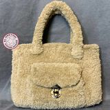 Uretti - Saime 7243 El Yapımı Peluş Ip Kadın El Çantası - 88-Taba