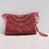 Uretti - Semiha 5931 El Yapımı Kağıt Ipten Kadın Clutch Çanta/ Mercan
