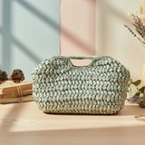 Uretti - Şennur 3131 1445 El Örgüsü Burs Kapamalı Rafya Ip Clutch Çanta - 38 x 22 cm - Yeşil
