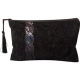 Uretti - Sibel 2453 6616 El Yapımı Pul Detaylı Kadife Clutch - Portföy Çanta