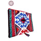 Uretti - Sümeyya 2589 2333 El Yapımı Etnik Kilim Desen Boncuk İşlemeli Siyah Püsküllü Clutch Çanta