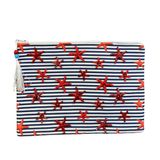 Uretti - Sümeyya 2589 2454 El Yapımı Deniz Yıldızlı Boncuk İşlemeli Çizgili Model Clutch Çanta