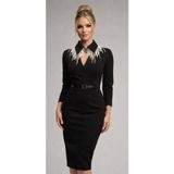 Uretti - Sümeyya 2589 2674 El Yapımı Sallantılı İnci İşleneli Siyah Seyyar Yaka - Boncuklu Choker Kolye