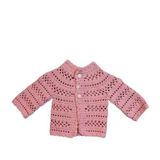 Uretti - Talia 8659 1236 El Örgüsü Koton İp Kız Çocuk Pembe Hırka - 0/6 Ay