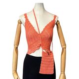 Uretti - Talia 8659 2567 El Örgüsü Payetli Koton İp Çanta ve Crop Set - M/L