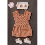 Uretti - Talia 8659 5678 El Örgüsü Kız Çocuk Elbise - Bandana - Patik Üçlü Takım - 6 / 9 Ay