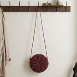 Uretti - Tuğba 9352 7166 El Yapımı Kağıt Ip Yuvarlak Model Çapraz Çanta - 24x24 cm - Bordo
