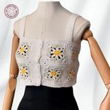 Uretti - Yıldız 7202 4745 El Örgüsü Yazlık Beyaz Kadın Büstiyer/Crop Bluz - 36/38/40 - Açık Yeşil