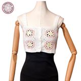 Uretti - Yıldız 7202 7367 El Örgüsü Yazlık Beyaz Kadın Büstiyer/Crop Bluz - 36/38/40 - Yavruağzı