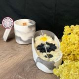 Uretti - Zekiye 1389 El Yapımı Taş Tozundan Papatya Desenli Kokulu Soya Mum- Gri
