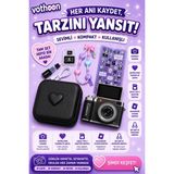 Urfakent 4K Çantalı Dijital Retro Video Kamera 48MP 16X Zoom Işıklı (32GB) Kart Dijital Fotoğraf Makinesi Siyah
