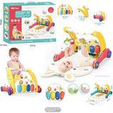 Urfakent BIB6016- Piyanolu Bebek Yürüteci ve Tavşan Desenli Kırmızı Oyun Halısı 2 In 1