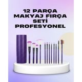 Urfakent Ergonomik Saplı Fiber Kıllı 12'li Makyaj Fırça Takımı Göz ve Ten Makyajı Için Uygun