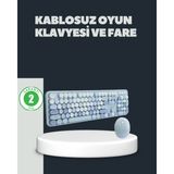 Urfakent Retro Daktilo Stilli Kablosuz Klavye Mouse Seti – Sessiz ve Şık