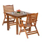 Ürgüp Ahşap Bahçe Balkon Seti: 80X80 Sabit Masa + 2 Katlanır Sandalye