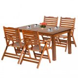 Urgup Ahsap Bahce Balkon Takimi: 80X120 Sabit Ayakli Masa + 4 Katlanir Sandalye Set
