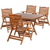 Ürgüp Ahşap Bahçe Balkon Takımı: 80x140 Masa + 4 Sandalye Katlanır Set
