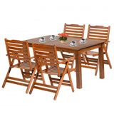 Ürgüp Ahşap Bahçe Balkon Takımı: 80x160 Sabit Ayaklı Masa + 4 Katlanır Sandalye Set