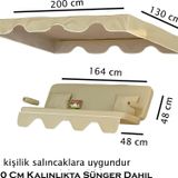 Urla 3 kişilik Salıncak Minderi Yedek Bahçe Salıncağı Minderi Süngerli