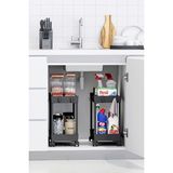Urlove 2 Adet Siyah 2 Katlı Tekerlekli Düzenleyici Mutfak ve Banyo Rafı