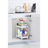 Urlove Beyaz 2 Katlı Tekerlekli Düzenleyici Mutfak ve Banyo Rafı Kahve Köşesi Baharatlık ORH-H002-2T-WHT-WHL