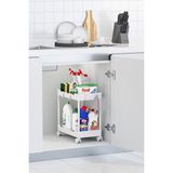 Urlove Beyaz 2 Katlı Tekerlekli Düzenleyici Mutfak ve Banyo Rafı