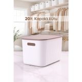 Urlove Beyaz Dolap Düzenleyici 20 Lt Kapaklı Saklama Kutusu Sepet Oyuncak Kutusu Organizer ORH-H013-STR1-20L-WHT-LID