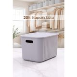 Urlove Gri Dolap Düzenleyici 20 Lt Kapaklı Saklama Kutusu Sepet Oyuncak Kutusu Organizer ORH-H013-STR1-20L-GRY-LID