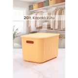 Urlove Sarı Dolap Düzenleyici 20 Lt Kapaklı Saklama Kutusu Sepet Oyuncak Kutusu Organizer ORH-H013-STR1-20L-YLW-LID