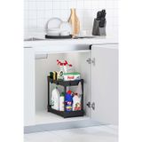 Urlove Siyah 2 Katlı Düzenleyici Mutfak ve Banyo Rafı Kahve Köşesi Baharatlık ORH-H001-2T-BLK-STN