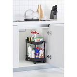 Urlove Siyah 2 Katlı Tekerlekli Düzenleyici Mutfak ve Banyo Rafı